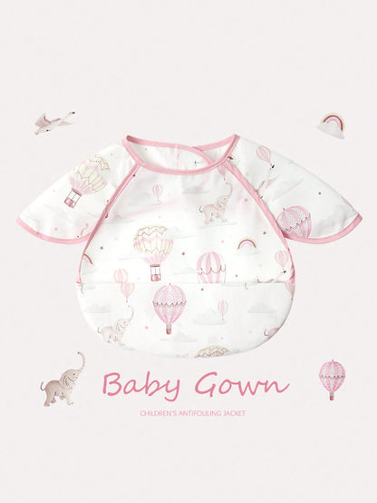 1pc Toddler Boys Girls Ultra Lightweight Ultra Thin Breathable Bib With Cartoon Print Pattern And Pocket, Sleeveless Feeding Bib Suitable For Daily Feeding Use