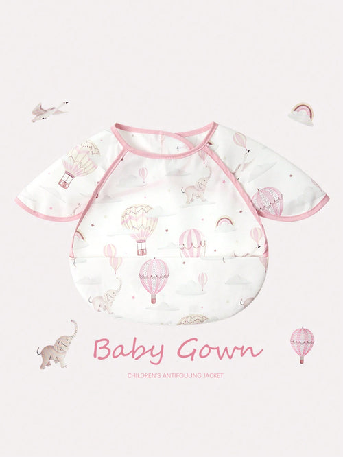 1pc Toddler Boys Girls Ultra Lightweight Ultra Thin Breathable Bib With Cartoon Print Pattern And Pocket, Sleeveless Feeding Bib Suitable For Daily Feeding Use