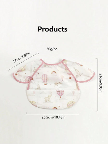 1pc Toddler Boys Girls Ultra Lightweight Ultra Thin Breathable Bib With Cartoon Print Pattern And Pocket, Sleeveless Feeding Bib Suitable For Daily Feeding Use