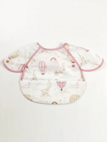 1pc Toddler Boys Girls Ultra Lightweight Ultra Thin Breathable Bib With Cartoon Print Pattern And Pocket, Sleeveless Feeding Bib Suitable For Daily Feeding Use