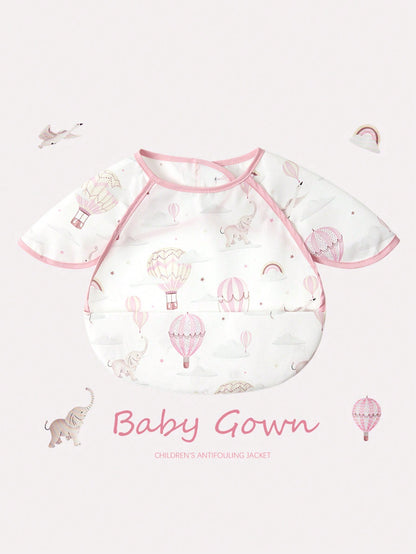 1pc Toddler Boys Girls Ultra Lightweight Ultra Thin Breathable Bib With Cartoon Print Pattern And Pocket, Sleeveless Feeding Bib Suitable For Daily Feeding Use