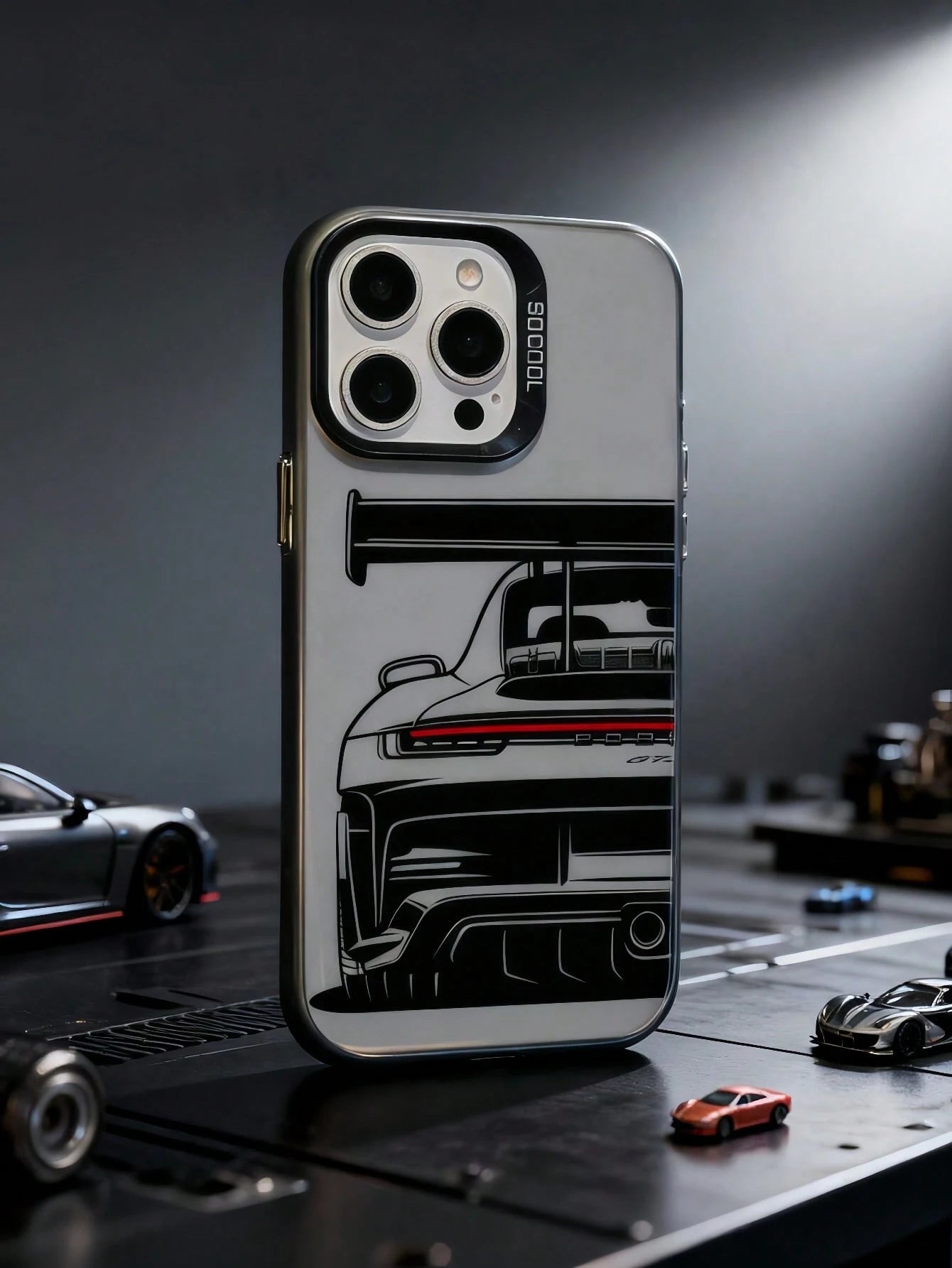 1pc TPU Car Element TPU+PC Matte Finish Racing Car Design Shockproof Protective Phone Case, Compatible With IPhone 17 Pro Max/16 Pro Max/17 Pro/17/16 Pro/16/15/14/13/12/11/Pro/Pro Max/X/XR/XS/XS Max/7