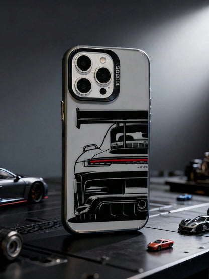 1pc TPU Car Element TPU+PC Matte Finish Racing Car Design Shockproof Protective Phone Case, Compatible With IPhone 17 Pro Max/16 Pro Max/17 Pro/17/16 Pro/16/15/14/13/12/11/Pro/Pro Max/X/XR/XS/XS Max/7
