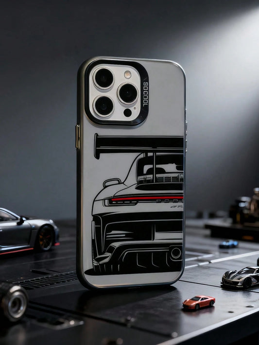 1pc TPU Car Element TPU+PC Matte Finish Racing Car Design Shockproof Protective Phone Case, Compatible With IPhone 17 Pro Max/16 Pro Max/17 Pro/17/16 Pro/16/15/14/13/12/11/Pro/Pro Max/X/XR/XS/XS Max/7