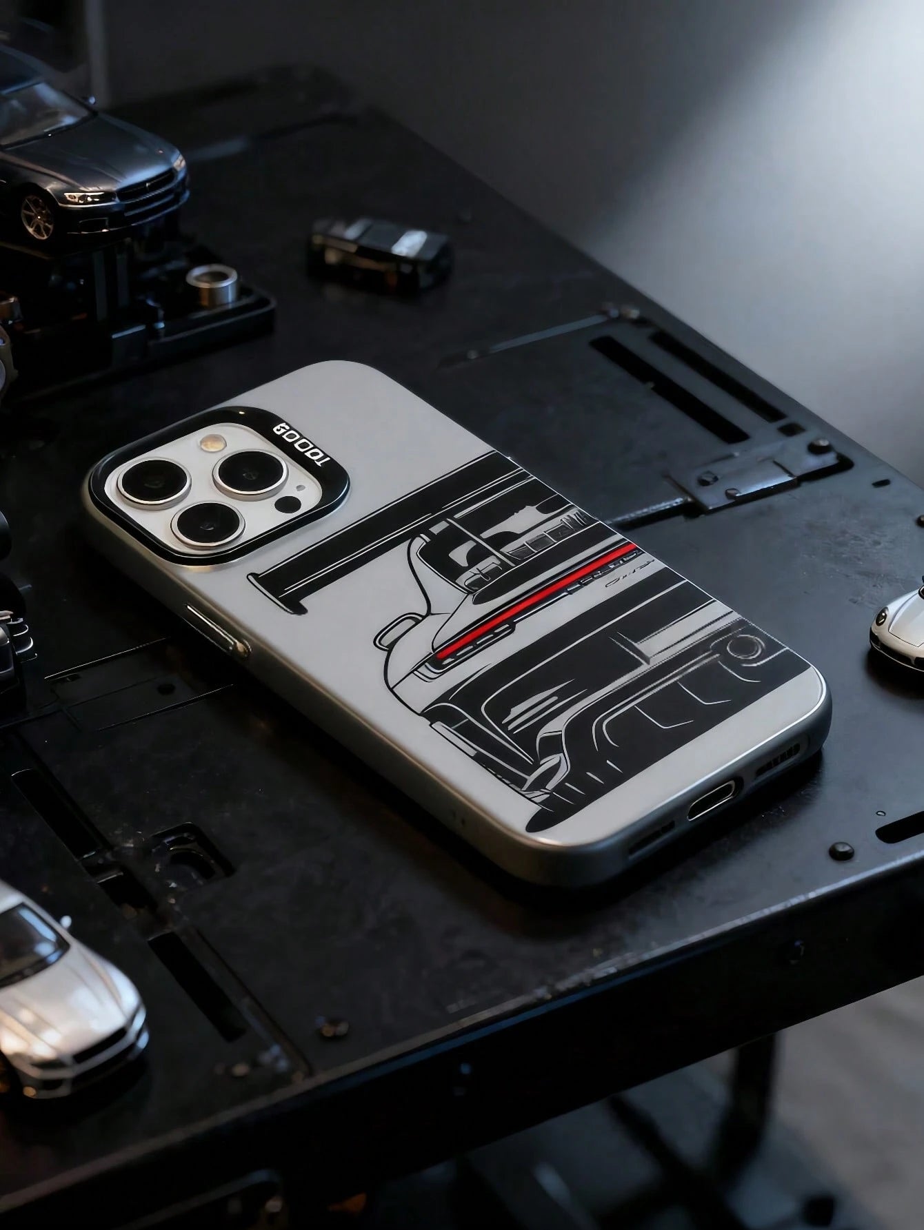 1pc TPU Car Element TPU+PC Matte Finish Racing Car Design Shockproof Protective Phone Case, Compatible With IPhone 17 Pro Max/16 Pro Max/17 Pro/17/16 Pro/16/15/14/13/12/11/Pro/Pro Max/X/XR/XS/XS Max/7