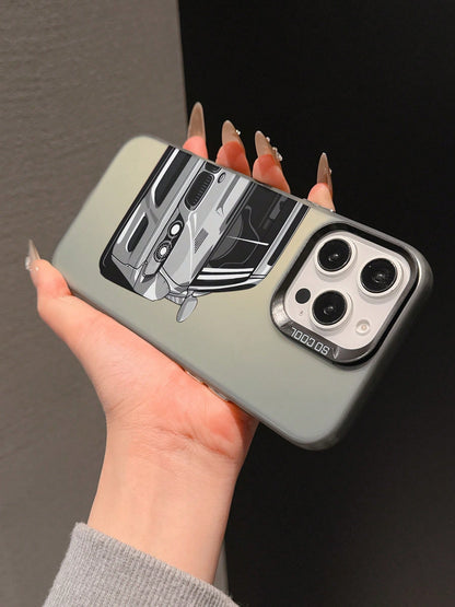 1pc TPU Car Element TPU+PC Matte Finish Racing Car Design Shockproof Protective Phone Case, Compatible With IPhone 17 Pro Max/16 Pro Max/17 Pro/17/16 Pro/16/15/14/13/12/11/Pro/Pro Max/X/XR/XS/XS Max/7
