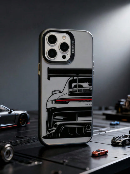 1pc TPU Car Element TPU+PC Matte Finish Racing Car Design Shockproof Protective Phone Case, Compatible With IPhone 17 Pro Max/16 Pro Max/17 Pro/17/16 Pro/16/15/14/13/12/11/Pro/Pro Max/X/XR/XS/XS Max/7