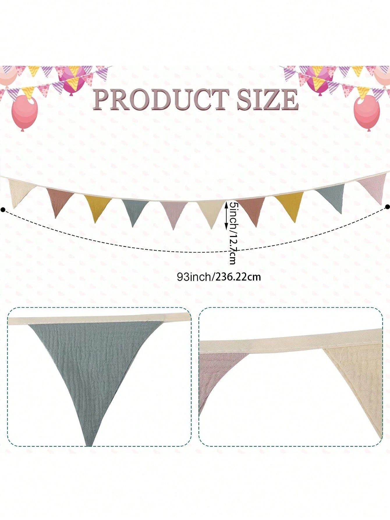 1pc Triangle Flag Pennant Garland, Kindergarten Decor, Baby Birthday Party, Boho Wedding Celebration Decoration