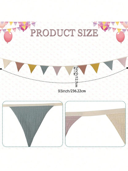 1pc Triangle Flag Pennant Garland, Kindergarten Decor, Baby Birthday Party, Boho Wedding Celebration Decoration