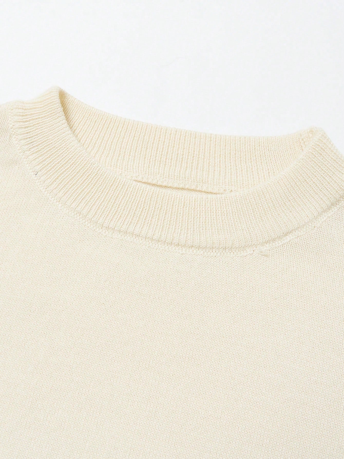 1pc Tween Girl Cute Bear Print Long Sleeve Loose Knit Pullover Top,Beige,Autumn,Casual,School,Back-To-School Minimalist Sweater,Christmas,Winter