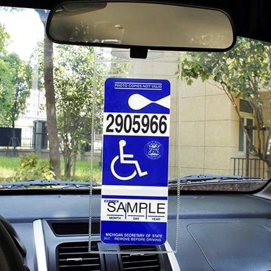1PC Ultra Transparent Protector Reusable PVC Handicap Parking Placard Protector With Large Hook- Ultra Transparent Disabled Parking Permit Cover With Glossy Finish Handicap Parking Sign Holder With L