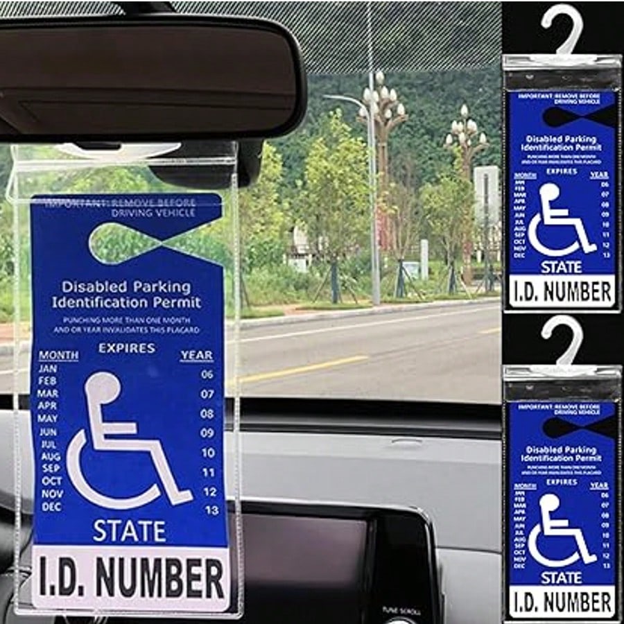 1PC Ultra Transparent Protector Reusable PVC Handicap Parking Placard Protector With Large Hook- Ultra Transparent Disabled Parking Permit Cover With Glossy Finish Handicap Parking Sign Holder With L
