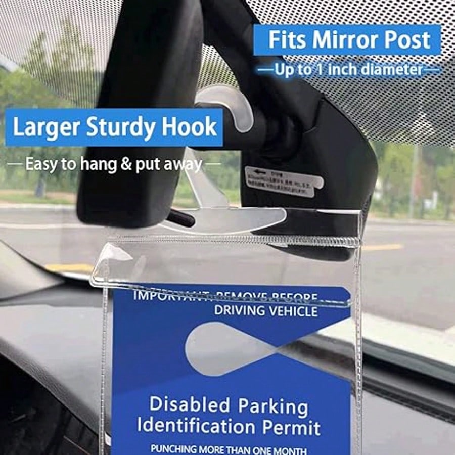 1PC Ultra Transparent Protector Reusable PVC Handicap Parking Placard Protector With Large Hook- Ultra Transparent Disabled Parking Permit Cover With Glossy Finish Handicap Parking Sign Holder With L