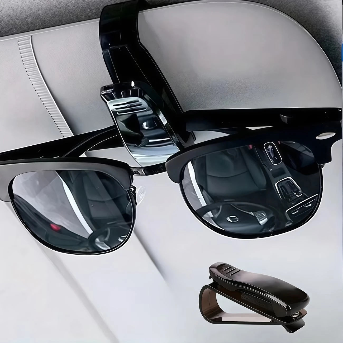 1pc Universal Car Sun Visor Glasses Holder, Fashionable Eyewear, Ticket, Receipt, Card Storage Clip, Car Interior Accessory