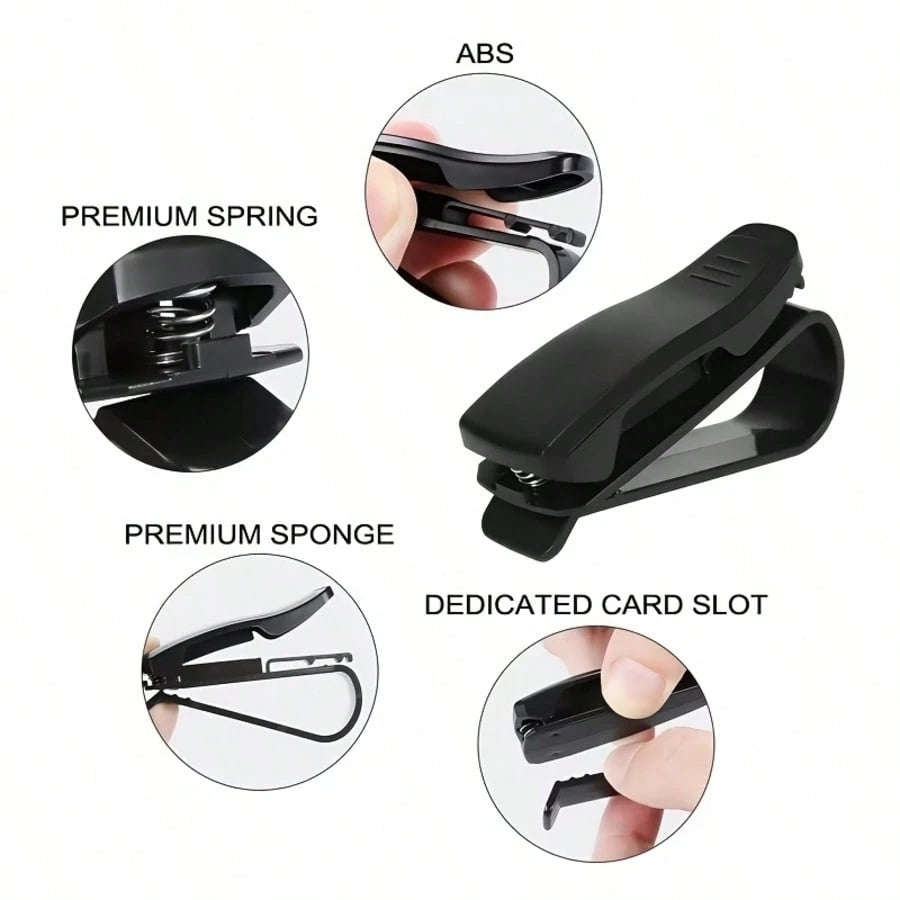 1pc Universal Car Sun Visor Glasses Holder, Fashionable Eyewear, Ticket, Receipt, Card Storage Clip, Car Interior Accessory