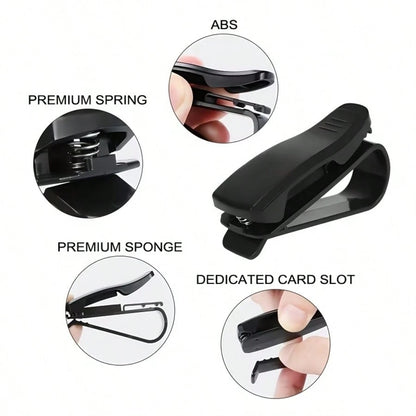 1pc Universal Car Sun Visor Glasses Holder, Fashionable Eyewear, Ticket, Receipt, Card Storage Clip, Car Interior Accessory