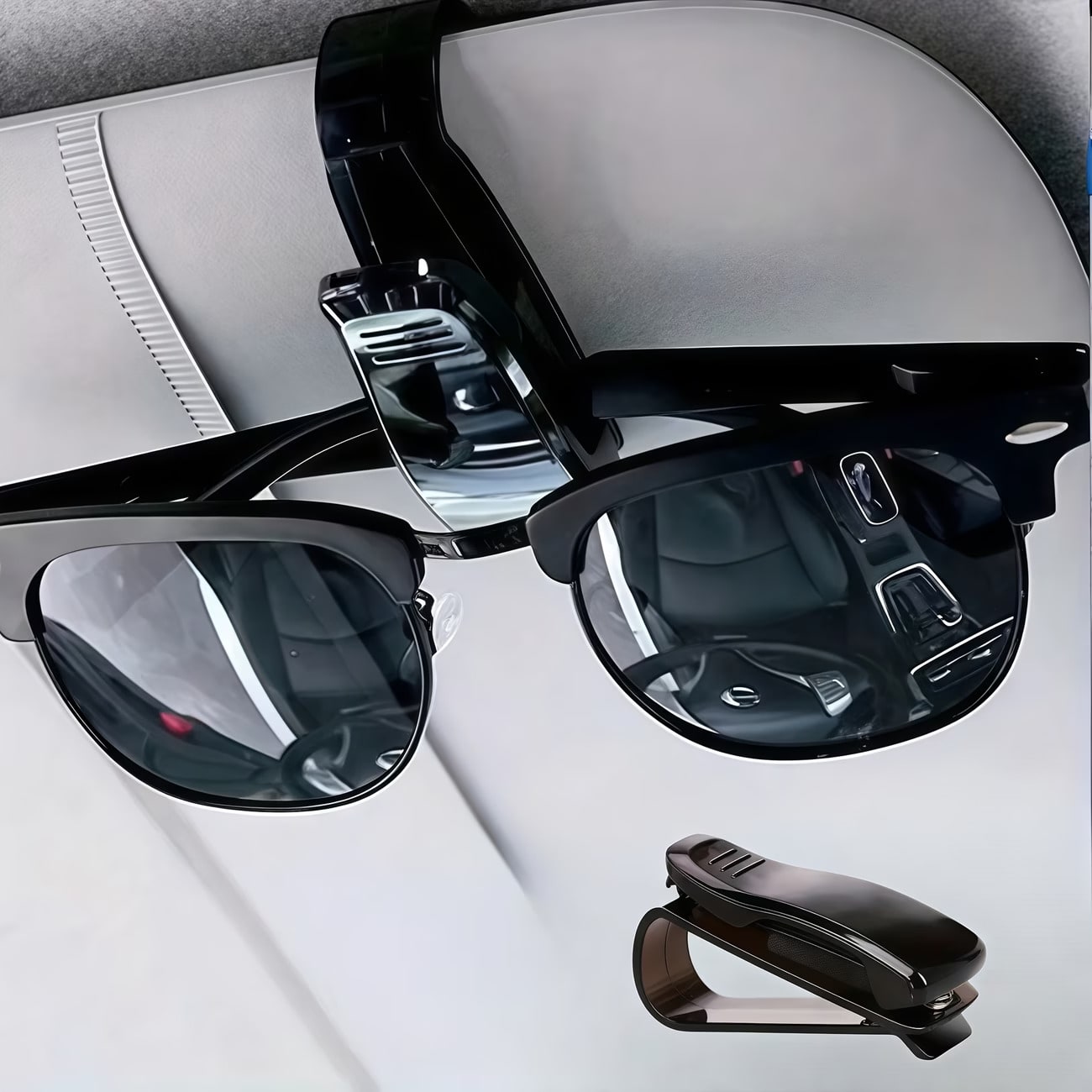 1pc Universal Car Sun Visor Glasses Holder, Fashionable Eyewear, Ticket, Receipt, Card Storage Clip, Car Interior Accessory