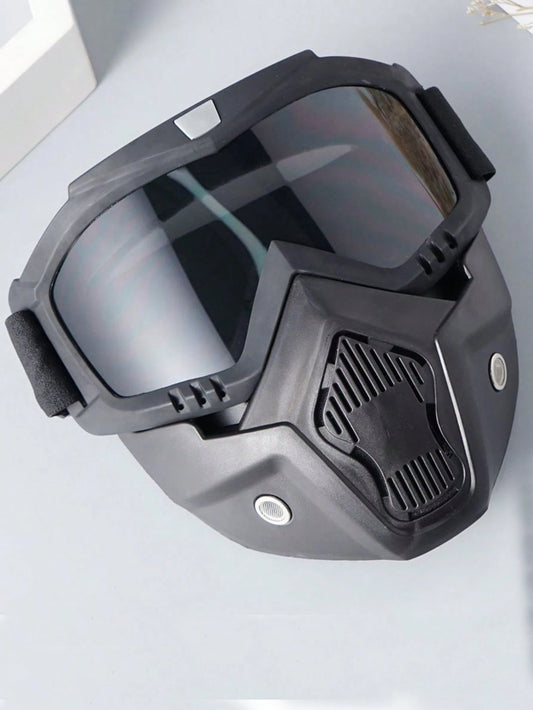 1pc Vintage Motorcycle Helmet Windshield Dustproof Goggles Mask Shield For Riding Or Off-Roading Glasses