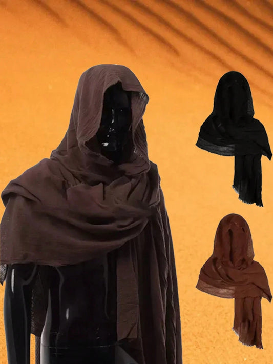 1pc Vintage Pirate Hooded Scarf- Soft & Comfortable, Renaissance Style, Medieval Costume Accessory, Retro Men Shawl- Ideal For Holiday Attire, Cosplay And Stage Performance, Halloween Outfit