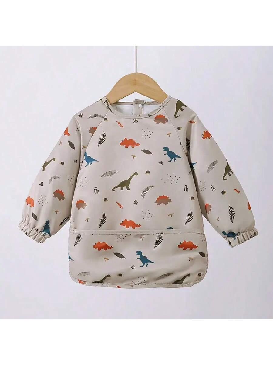 1pc Waterproof Long Sleeve Bib, Soft Waterproof Apron For Feeding, Drooling And Dressing, Baby Nursing Burp Cloth
