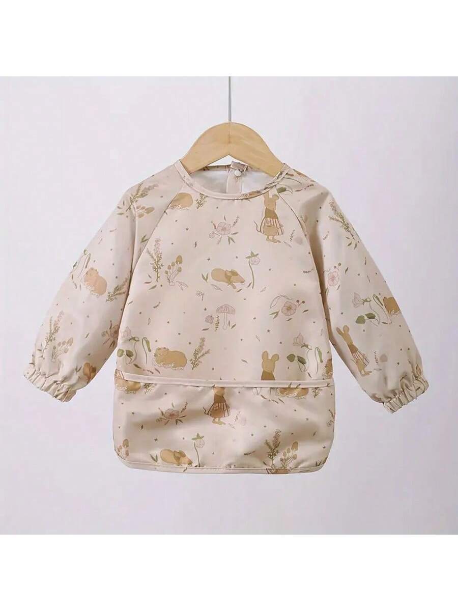 1pc Waterproof Long Sleeve Bib, Soft Waterproof Apron For Feeding, Drooling And Dressing, Baby Nursing Burp Cloth