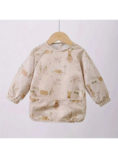 1pc Waterproof Long Sleeve Bib, Soft Waterproof Apron For Feeding, Drooling And Dressing, Baby Nursing Burp Cloth