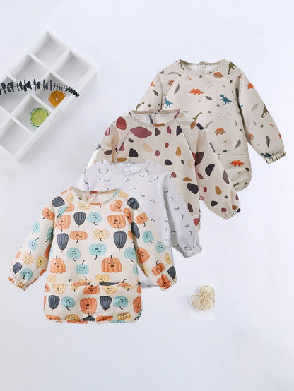 1pc Waterproof Long Sleeve Bib, Soft Waterproof Apron For Feeding, Drooling And Dressing, Baby Nursing Burp Cloth