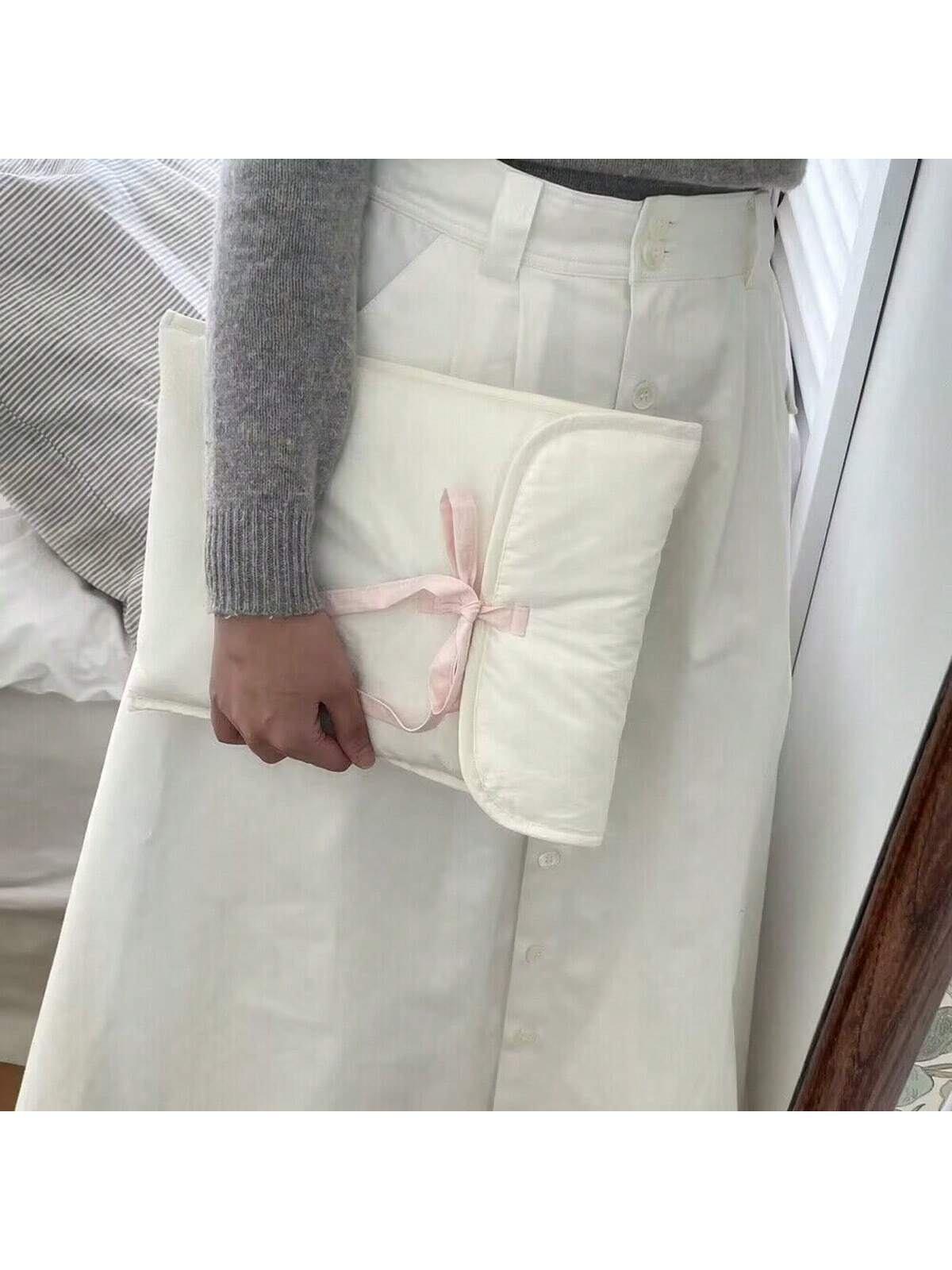1pc White Ballerina Style Padded IPad/Tablet Sleeve Case, Drawstring Closure Fits 11", 13", 13.3", 14" Laptops, Versatile Gift For Friends, Back To School Classroom Laptop Sleeve Computer Case Travel
