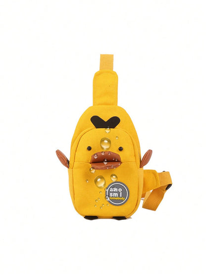 1pc White Fashion Cute Duck Shape Crossbody Bag, Unique Cartoon Animal Style Zipper Closure Mini Shoulder Bag, Campus Fresh Girl, Yellow, Kawaii