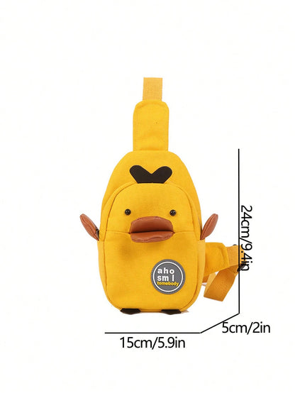 1pc White Fashion Cute Duck Shape Crossbody Bag, Unique Cartoon Animal Style Zipper Closure Mini Shoulder Bag, Campus Fresh Girl, Yellow, Kawaii