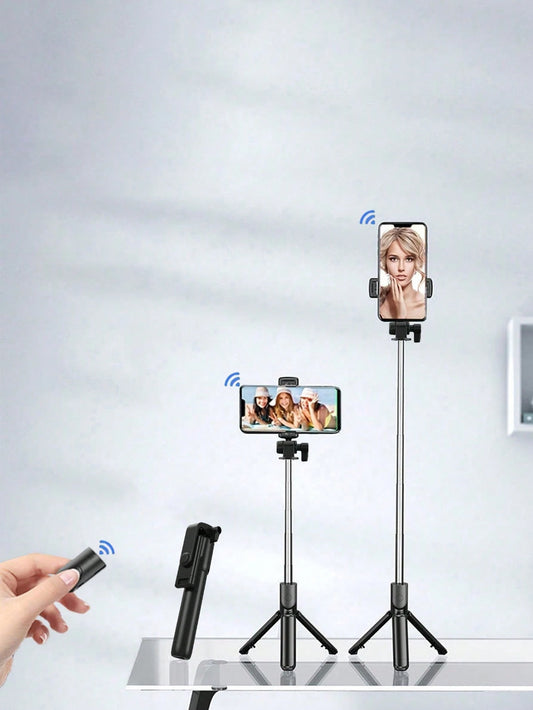 1PC Wireless Selfie Stick With Tripod, Remote Control, Phone Holder And Built-In Tripod, Compatible With Android Phones, Suitable For Summer Vacation, Travel, Fill Light, Outdoor Activities, Live Stre