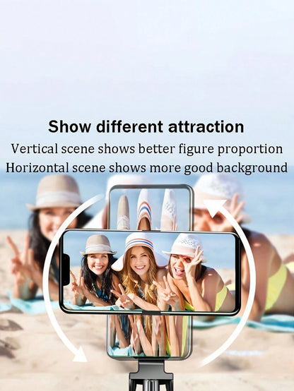 1PC Wireless Selfie Stick With Tripod, Remote Control, Phone Holder And Built-In Tripod, Compatible With Android Phones, Suitable For Summer Vacation, Travel, Fill Light, Outdoor Activities, Live Stre