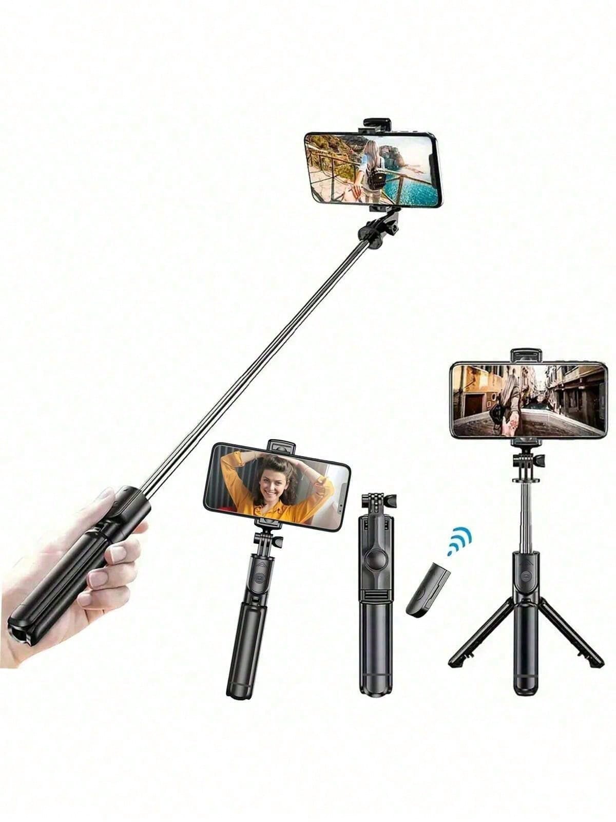 1PC Wireless Selfie Stick With Tripod, Remote Control, Phone Holder And Built-In Tripod, Compatible With Android Phones, Suitable For Summer Vacation, Travel, Fill Light, Outdoor Activities, Live Stre