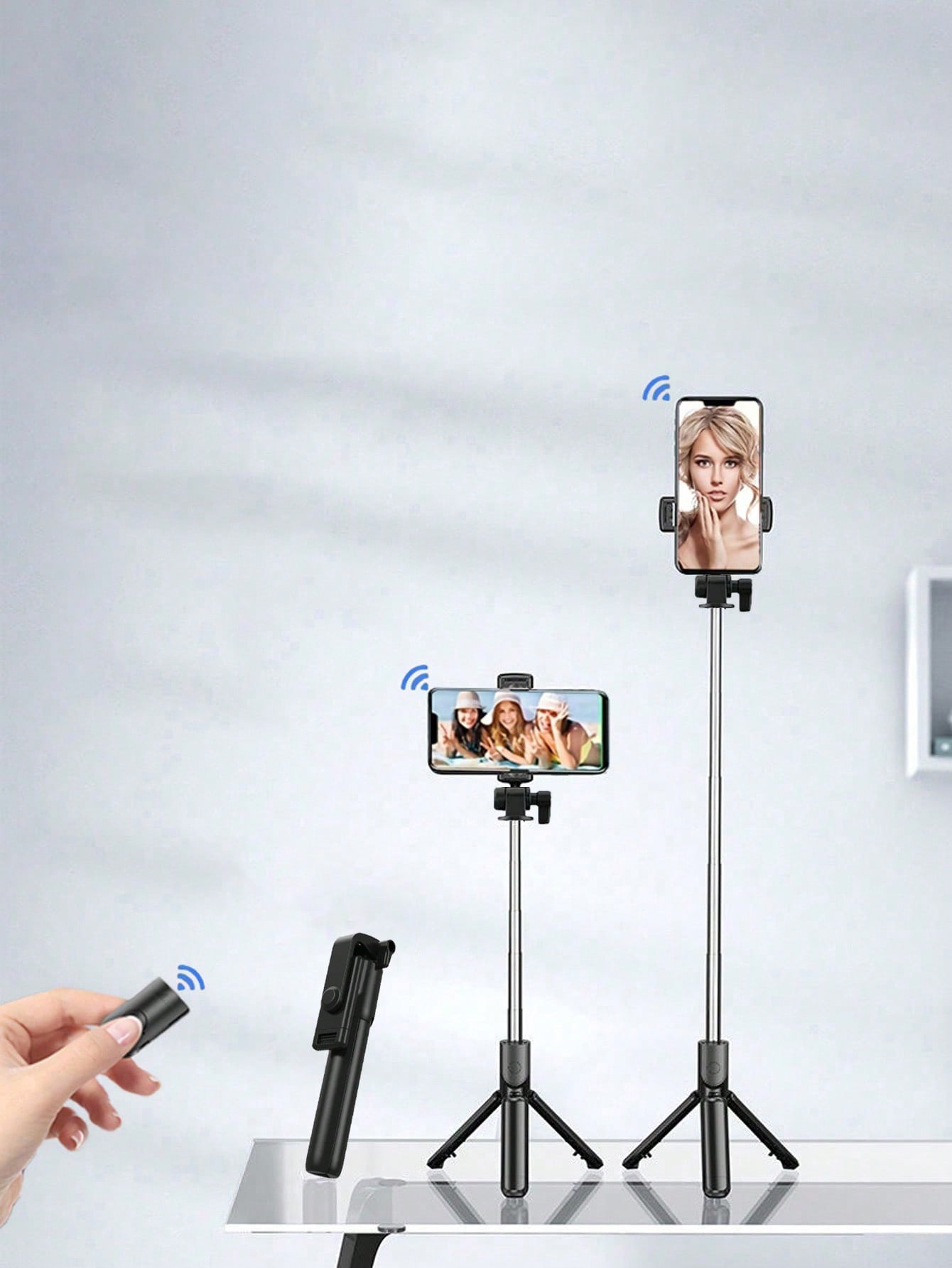 1PC Wireless Selfie Stick With Tripod, Remote Control, Phone Holder And Built-In Tripod, Compatible With Android Phones, Suitable For Summer Vacation, Travel, Fill Light, Outdoor Activities, Live Stre