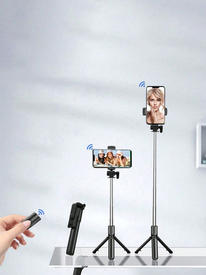 1PC Wireless Selfie Stick With Tripod, Remote Control, Phone Holder And Built-In Tripod, Compatible With Android Phones, Suitable For Summer Vacation, Travel, Fill Light, Outdoor Activities, Live Stre