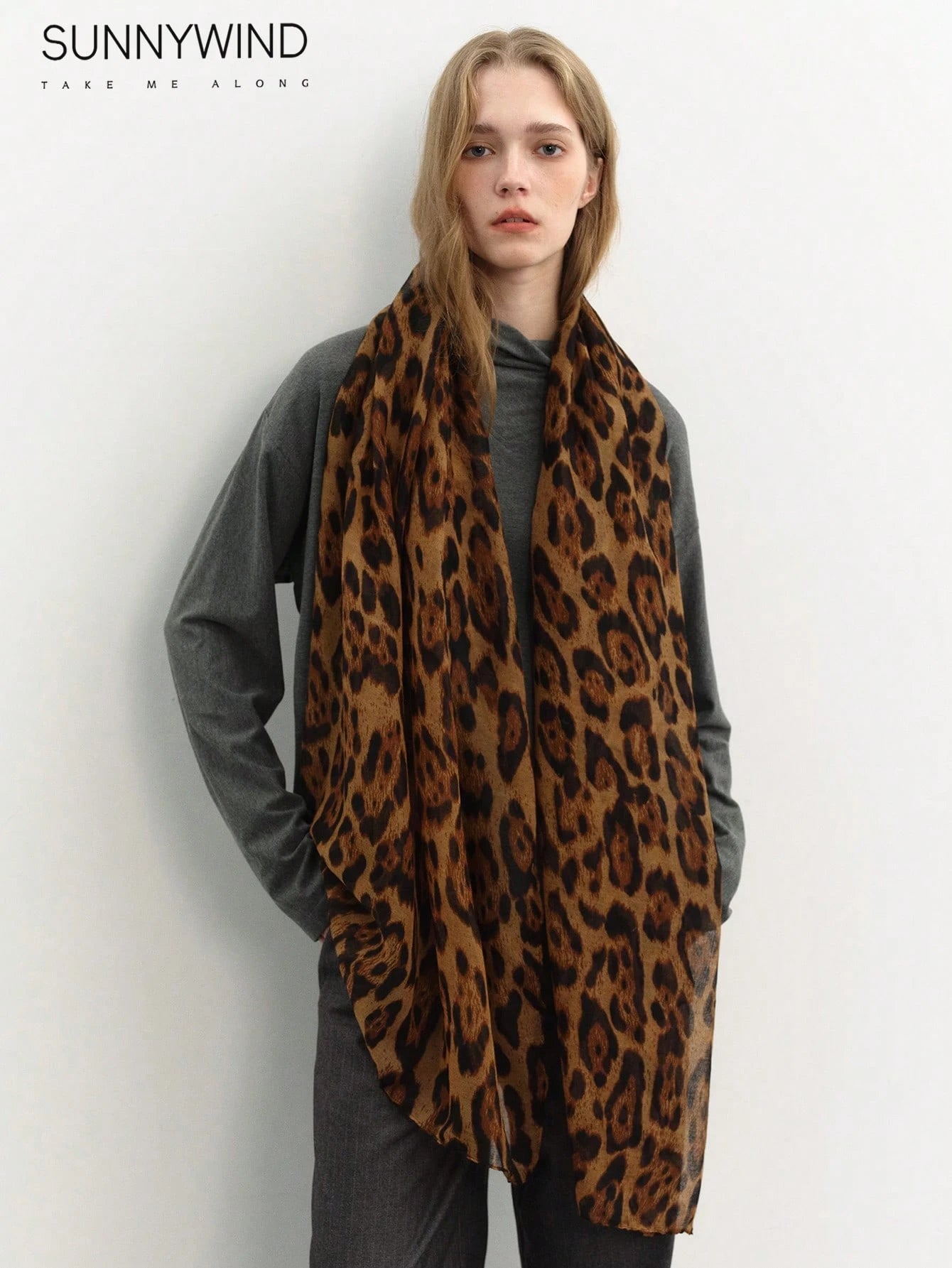 1pc Women Leopard Print Large Scarf, Suitable For Daily Use