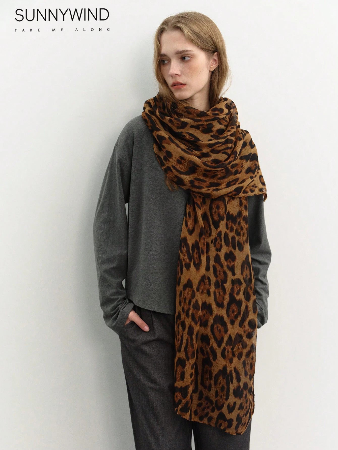 1pc Women Leopard Print Large Scarf, Suitable For Daily Use