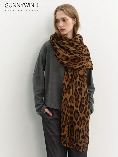 1pc Women Leopard Print Large Scarf, Suitable For Daily Use