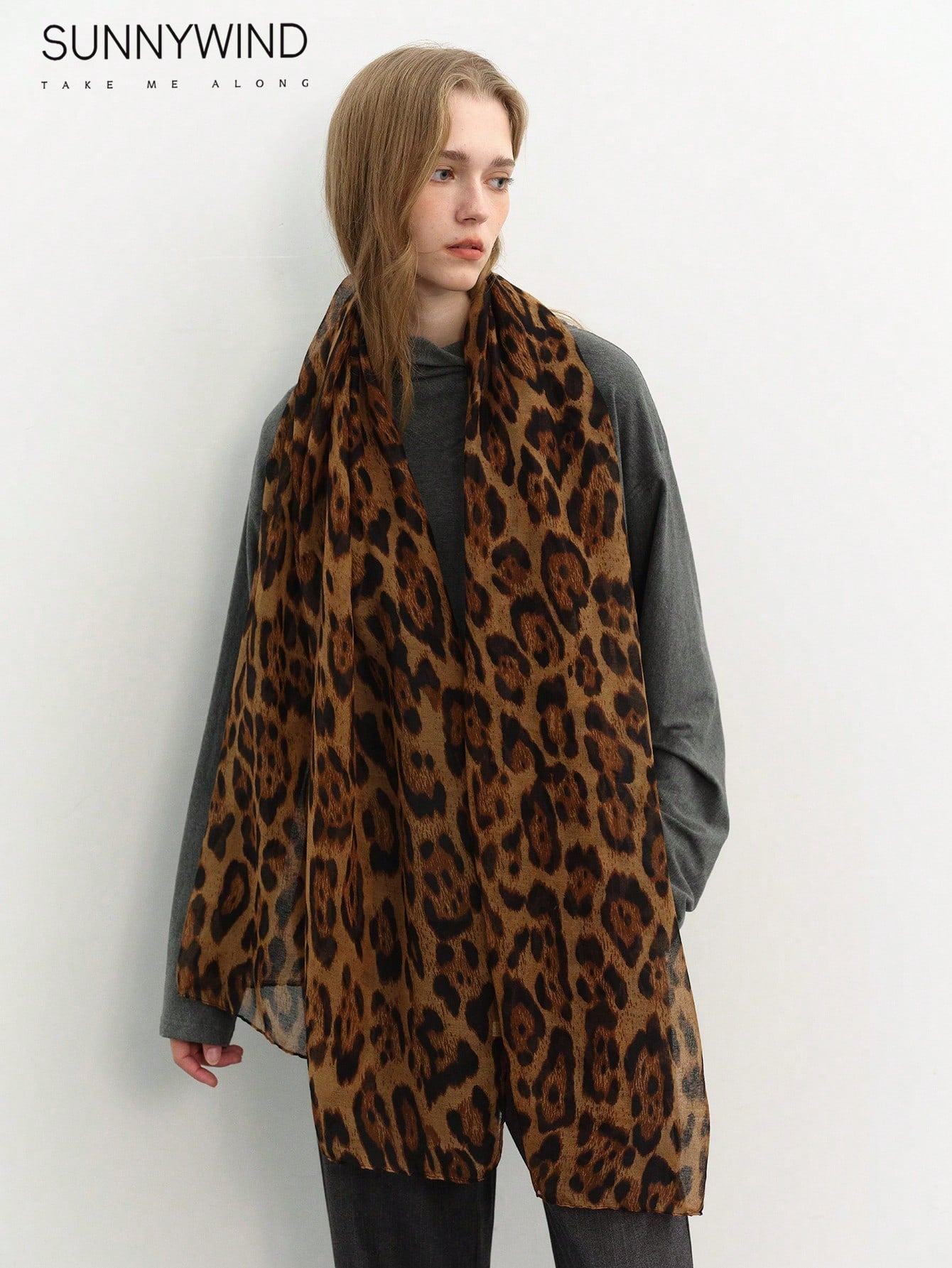 1pc Women Leopard Print Large Scarf, Suitable For Daily Use