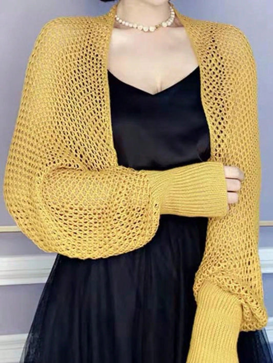 1pc Women's New Short Ice Silk Shawl Air-Conditioned Room Sleeve Shrug Outer Knitted Cardigan Dress Outerwear