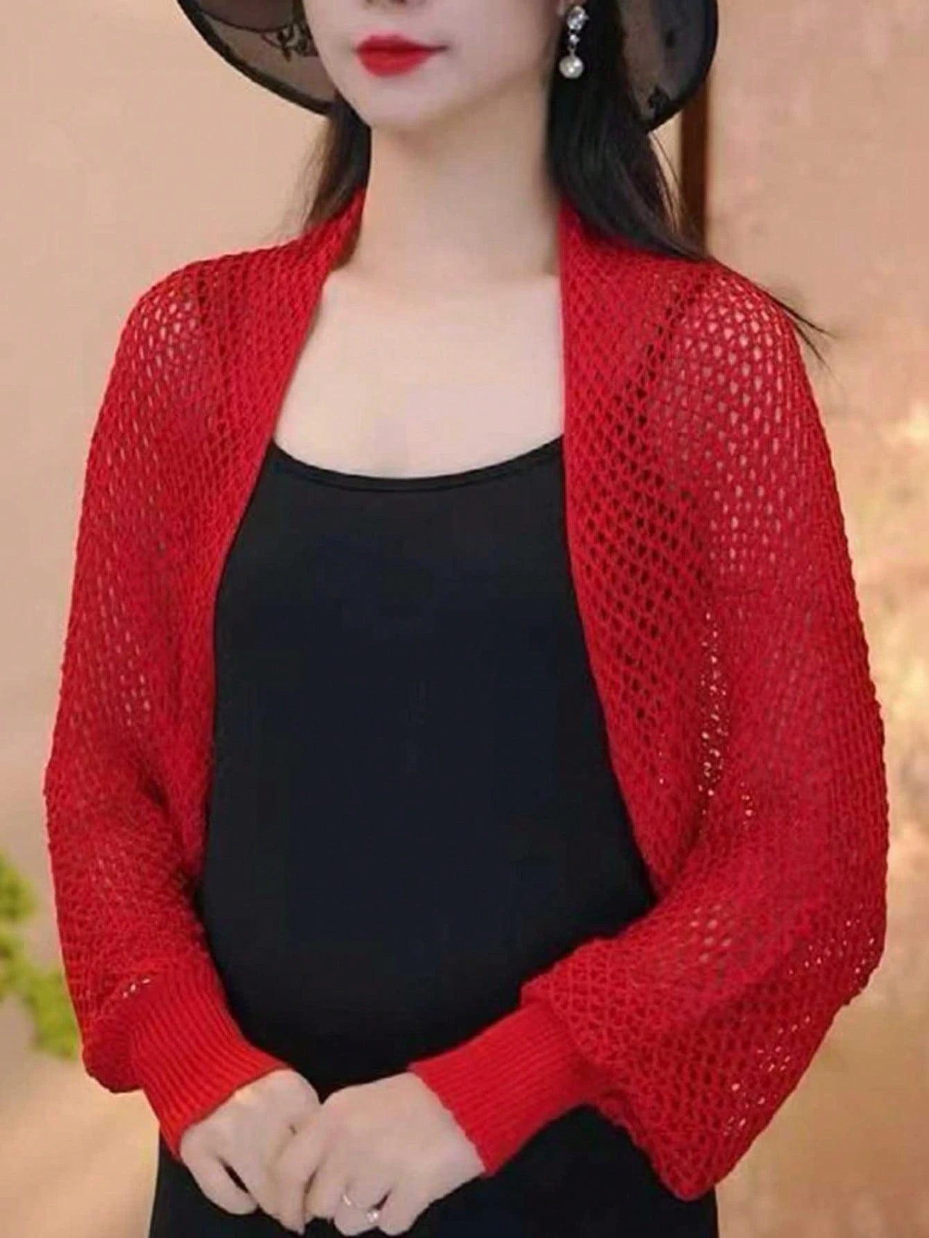 1pc Women's New Short Ice Silk Shawl Air-Conditioned Room Sleeve Shrug Outer Knitted Cardigan Dress Outerwear