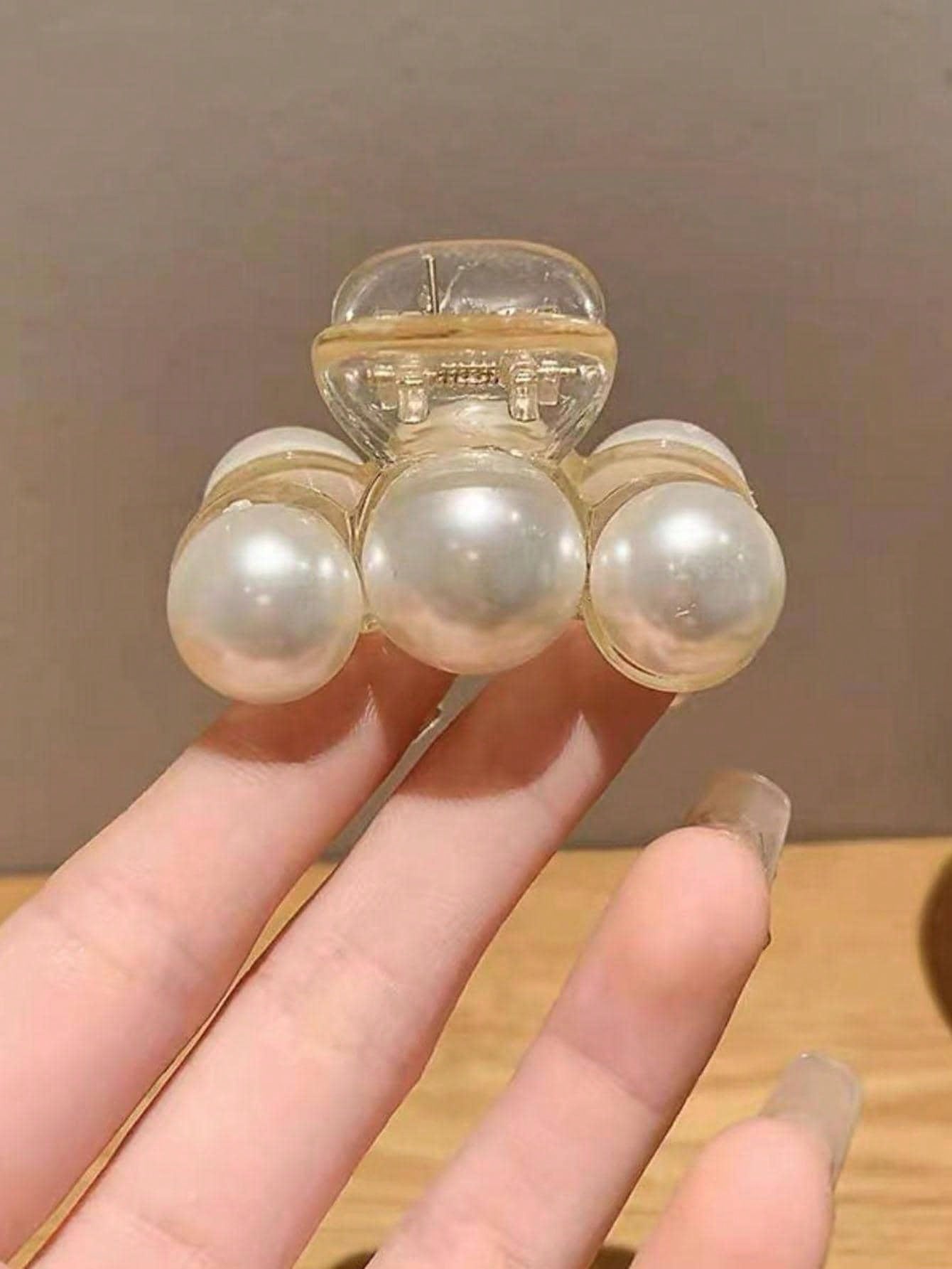 1pc Women's White Faux Pearl Decorated Elegant Summer Hair Clip, School Supplies, College, Pearl Hair Accessory, Autumn/Winter Vacation Outfit For Women