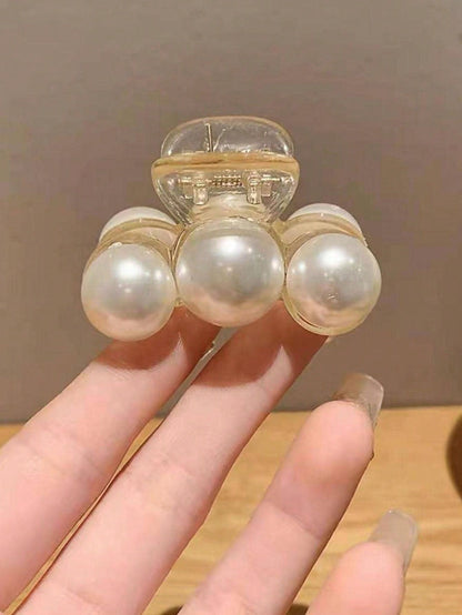 1pc Women's White Faux Pearl Decorated Elegant Summer Hair Clip, School Supplies, College, Pearl Hair Accessory, Autumn/Winter Vacation Outfit For Women