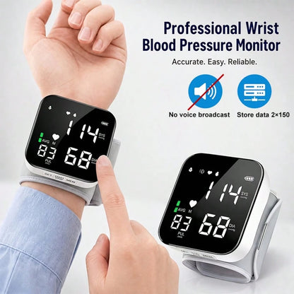 1pc Wrist Blood Pressure Monitor With LCD Display, Adjustable Cuff, Pulse Rate Detection & Irregular Heartbeat Alarm- Blood Pressure Measurement| USB Charging| Sound Playback Function, The Best Gif