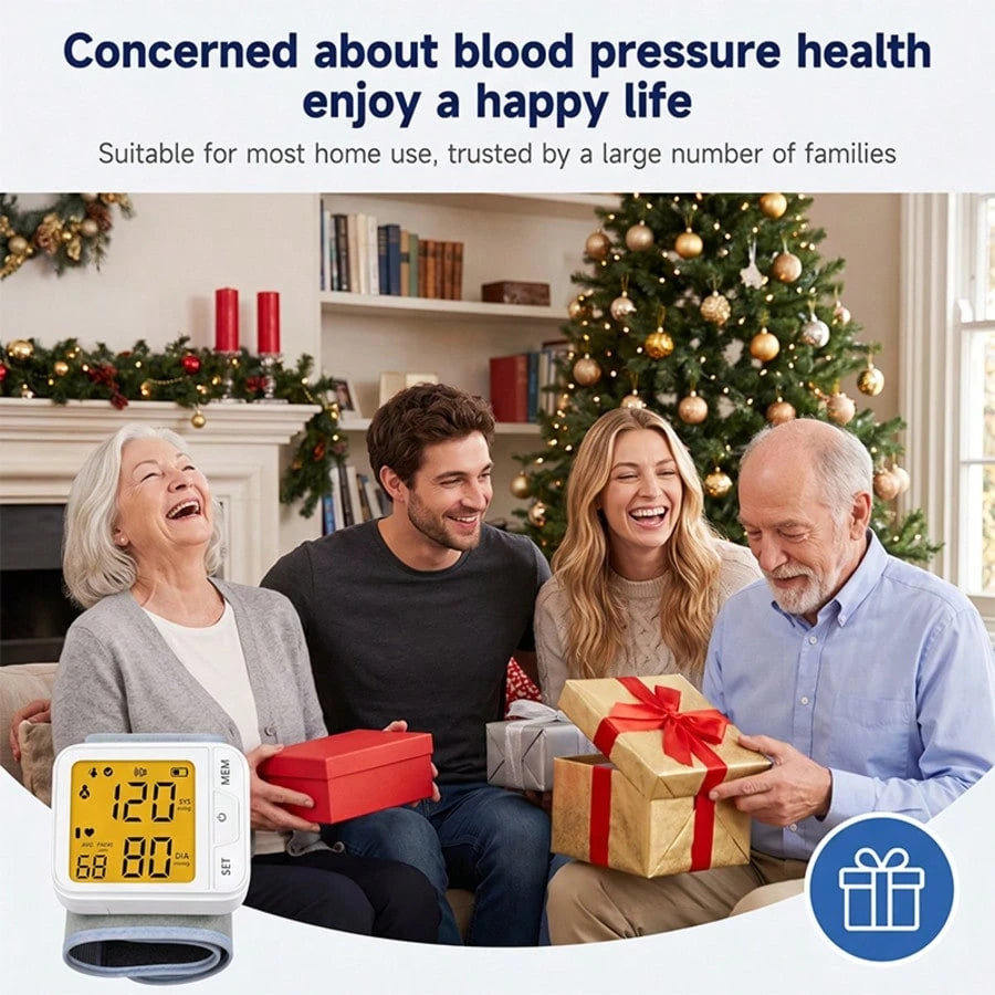1pc Wrist Blood Pressure Monitor With LCD Display, Adjustable Cuff, Pulse Rate Detection & Irregular Heartbeat Alarm- Blood Pressure Measurement| USB Charging| Sound Playback Function, The Best Gif