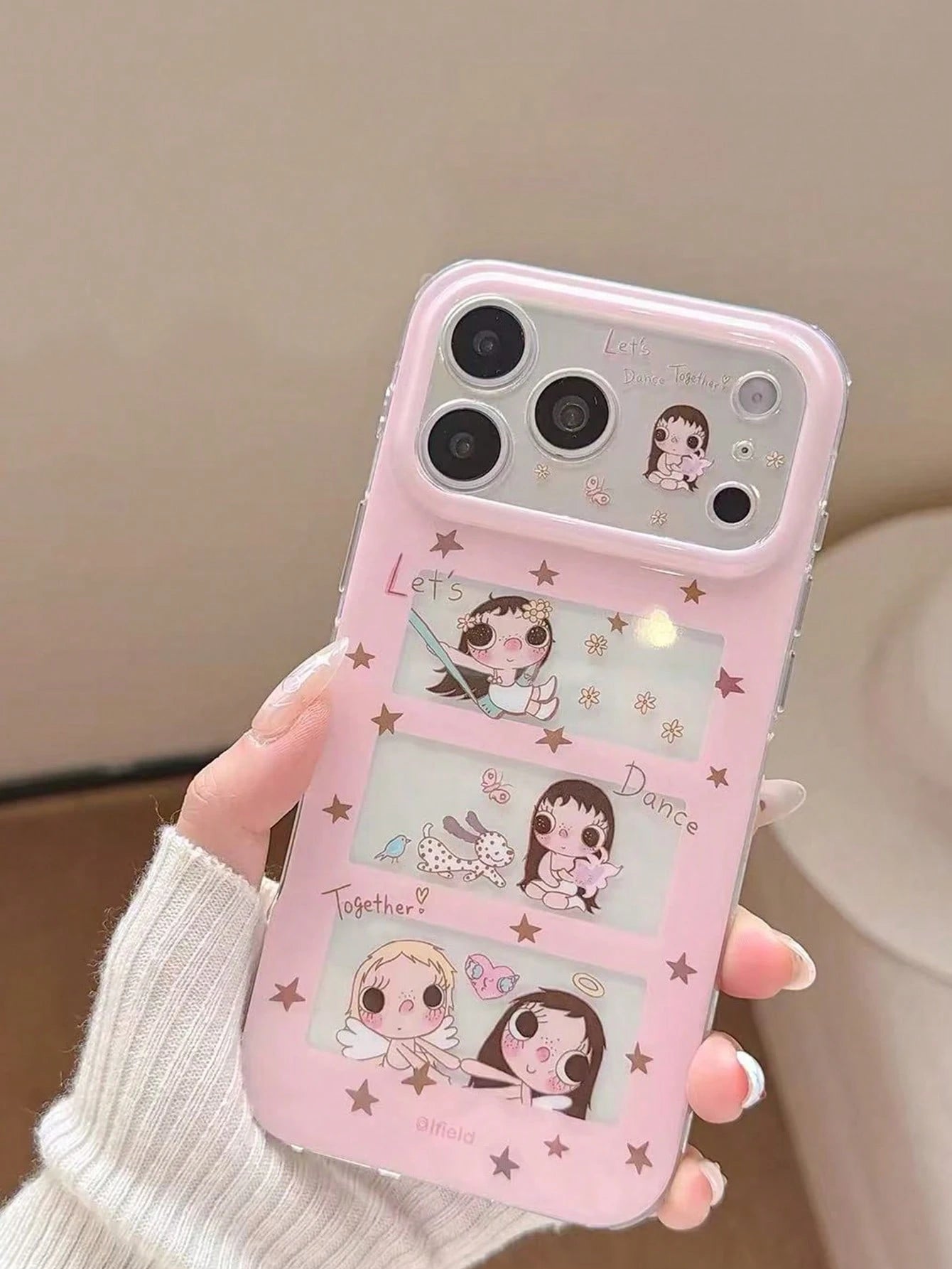1pc Y2K Cute Angel Girl Cartoon Phone Case, Multi Window Star Print Shockproof Clear Edge Soft Case, Teen Girls Fashion Phone Cover Daily Decor Gift For IPhone17pro/16/15/IPhone14/IPhone13phone Case