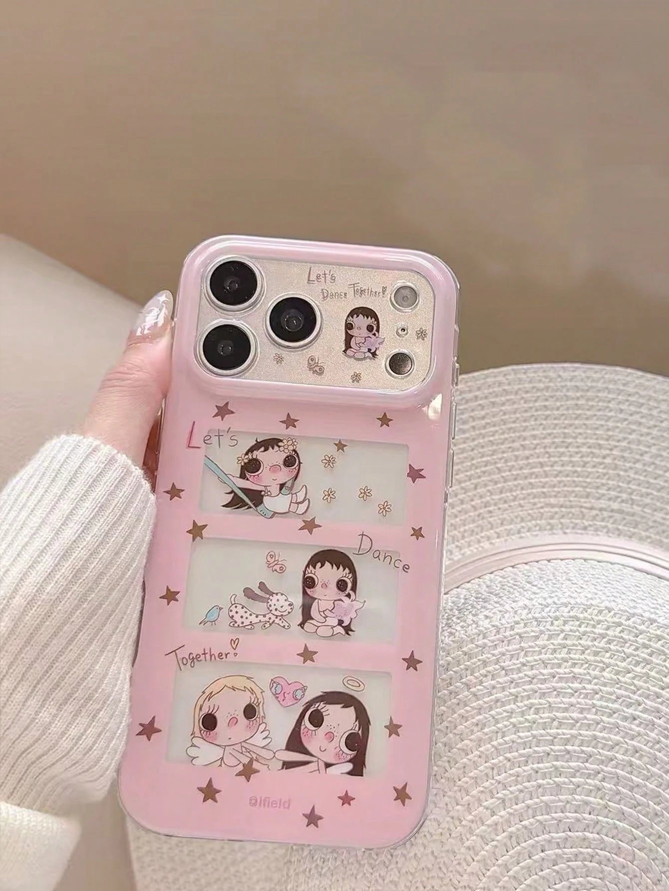 1pc Y2K Cute Angel Girl Cartoon Phone Case, Multi Window Star Print Shockproof Clear Edge Soft Case, Teen Girls Fashion Phone Cover Daily Decor Gift For IPhone17pro/16/15/IPhone14/IPhone13phone Case