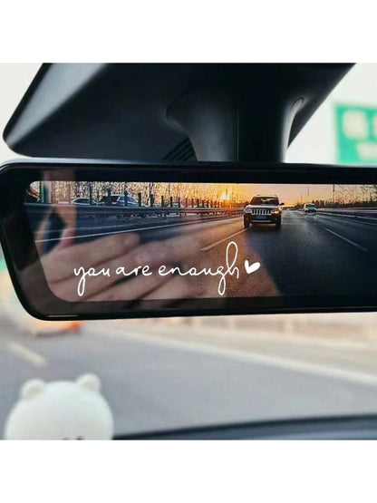 1pc "You Are Enough" Car Rearview Mirror Makeup Mirror Sticker, Car Personalized Sticker, Self-Motivated Positive Energy Sticker