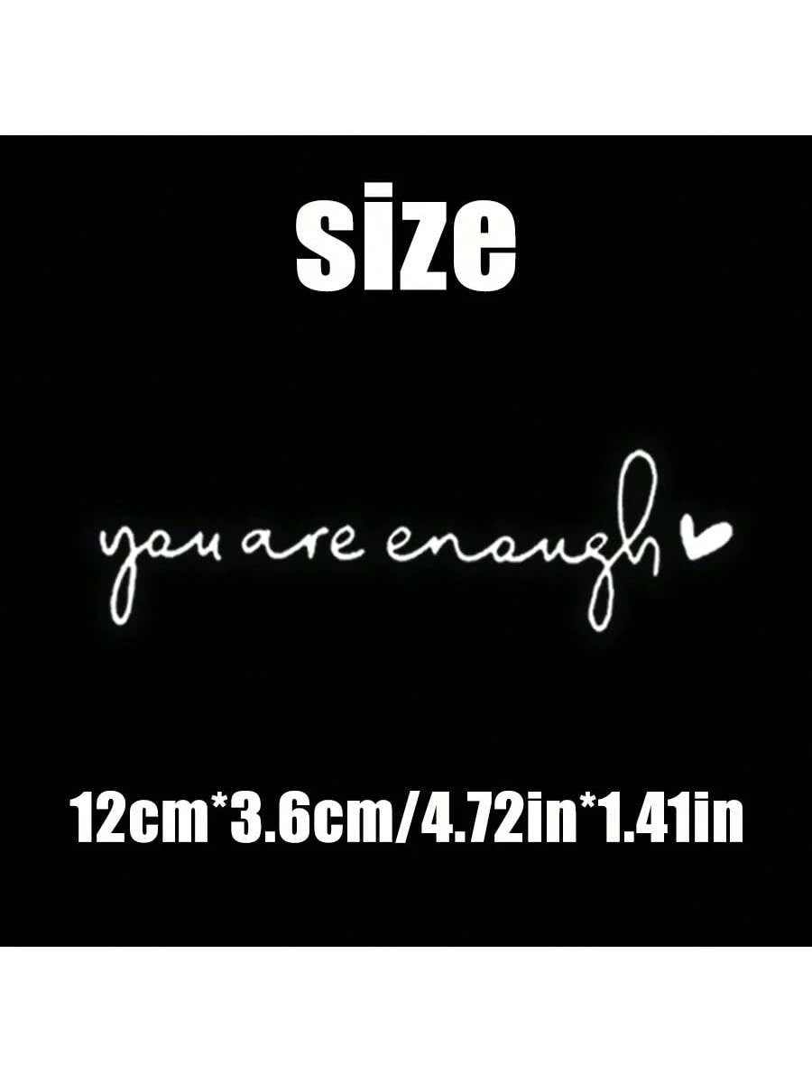 1pc "You Are Enough" Car Rearview Mirror Makeup Mirror Sticker, Car Personalized Sticker, Self-Motivated Positive Energy Sticker