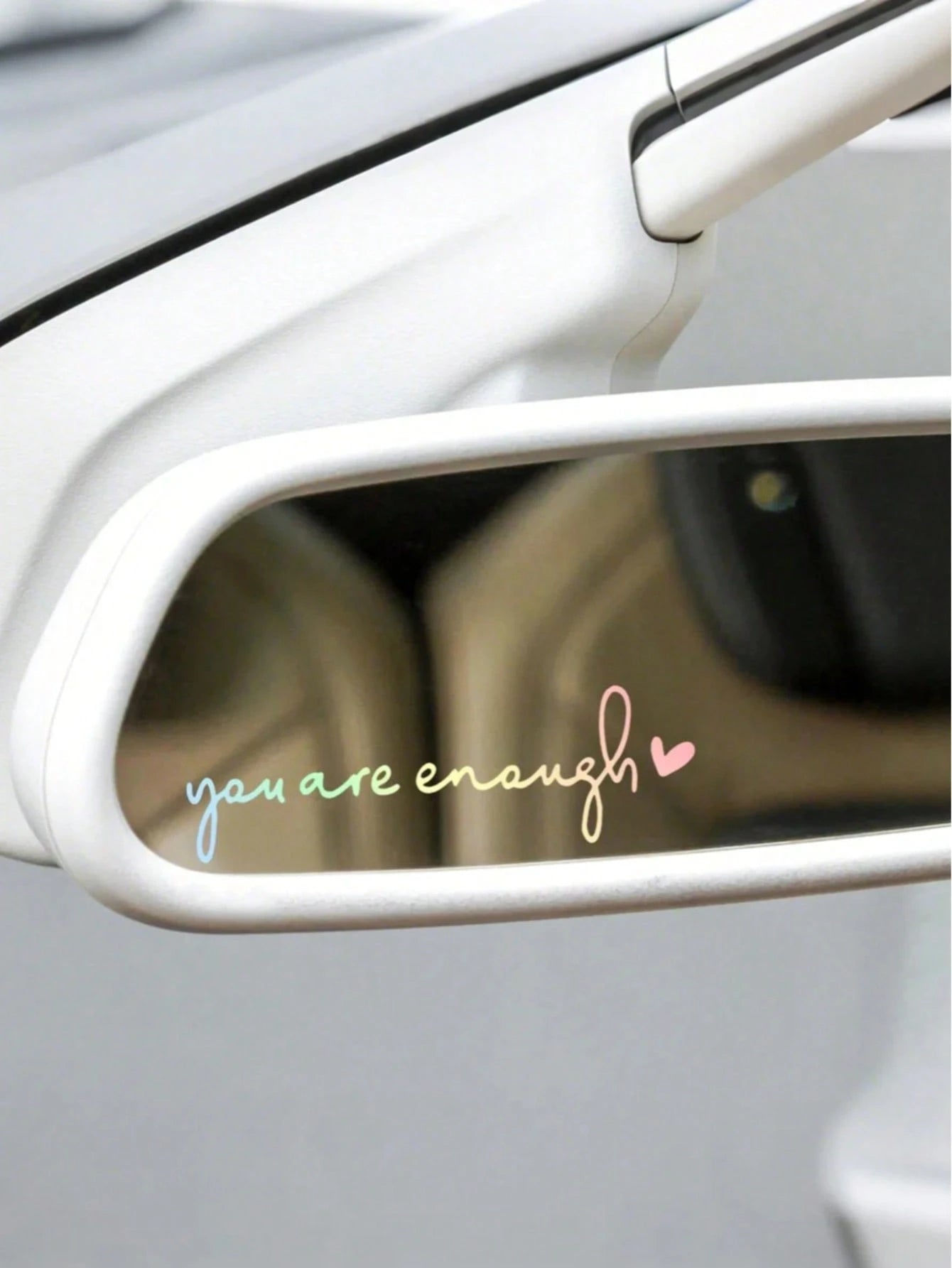 1pc "You Are Enough" Inspiring Decal Sticker, Female Driver Essential, Personalized Car Rearview Mirror Decoration